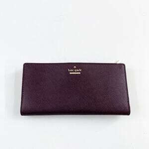 Kate Spade Rectangle Snap Closure Leather Bi Fold Wallet Purple Plum